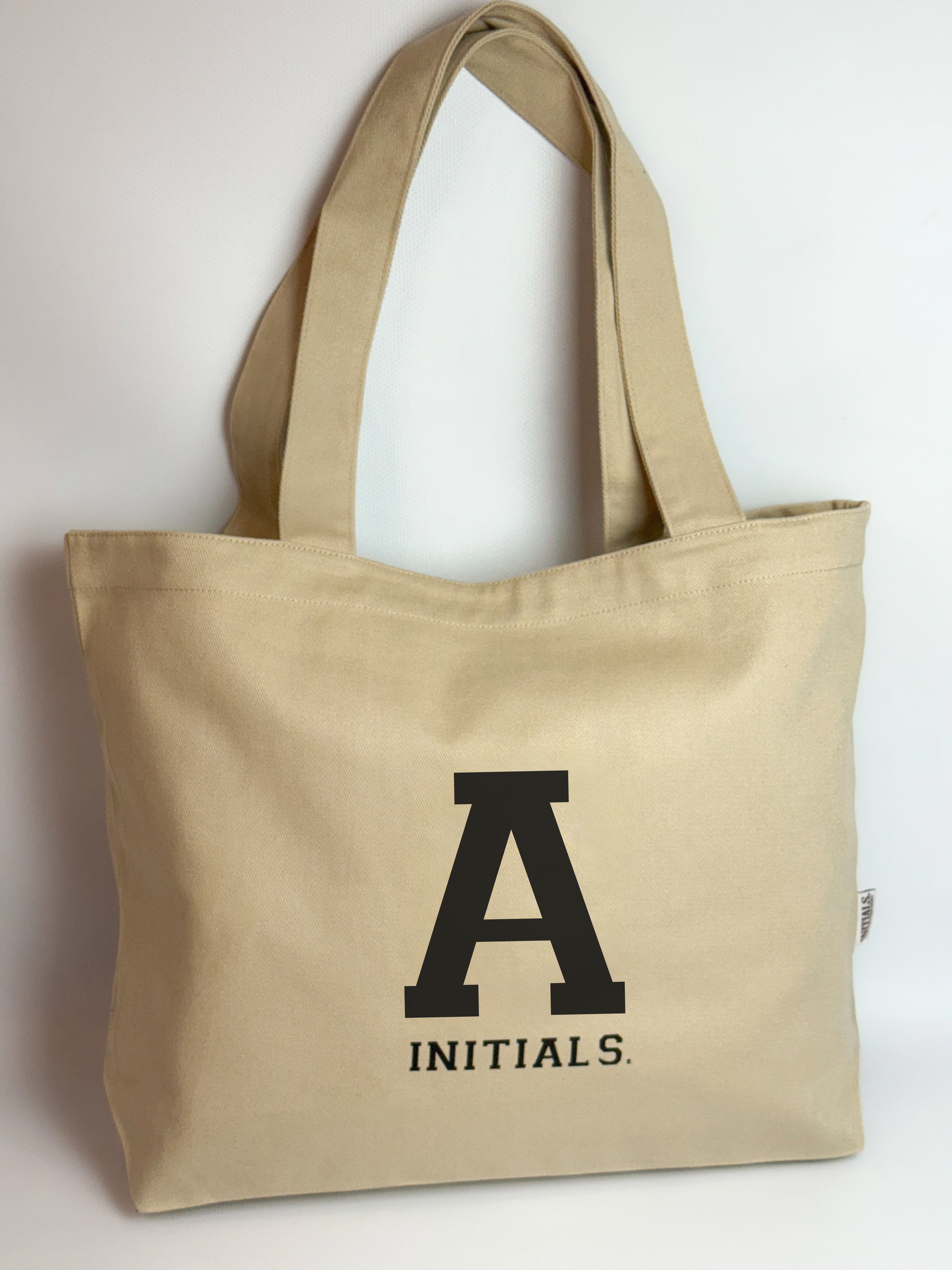 Initials Beige Tote Bag