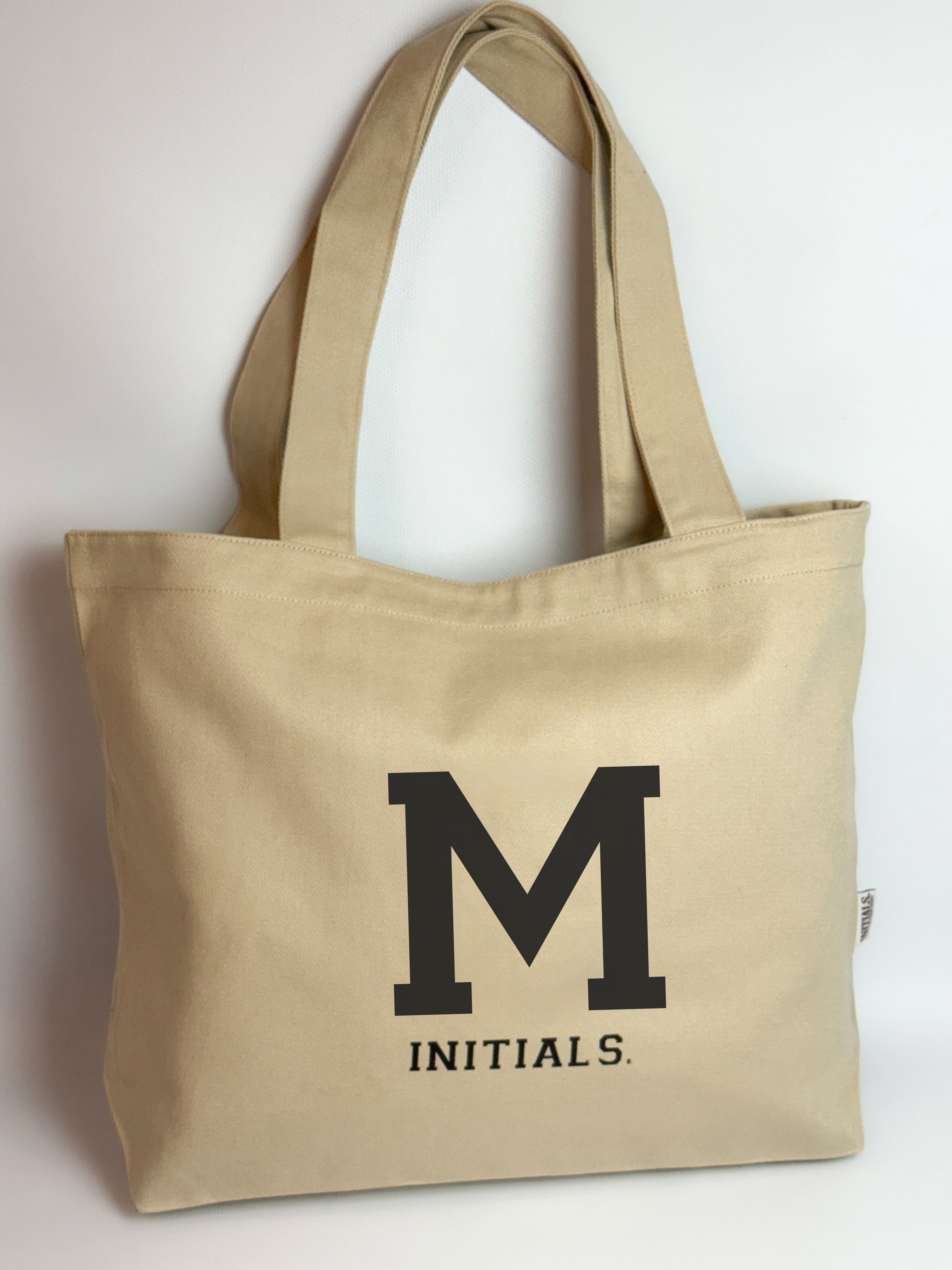 Initials Beige Tote Bag