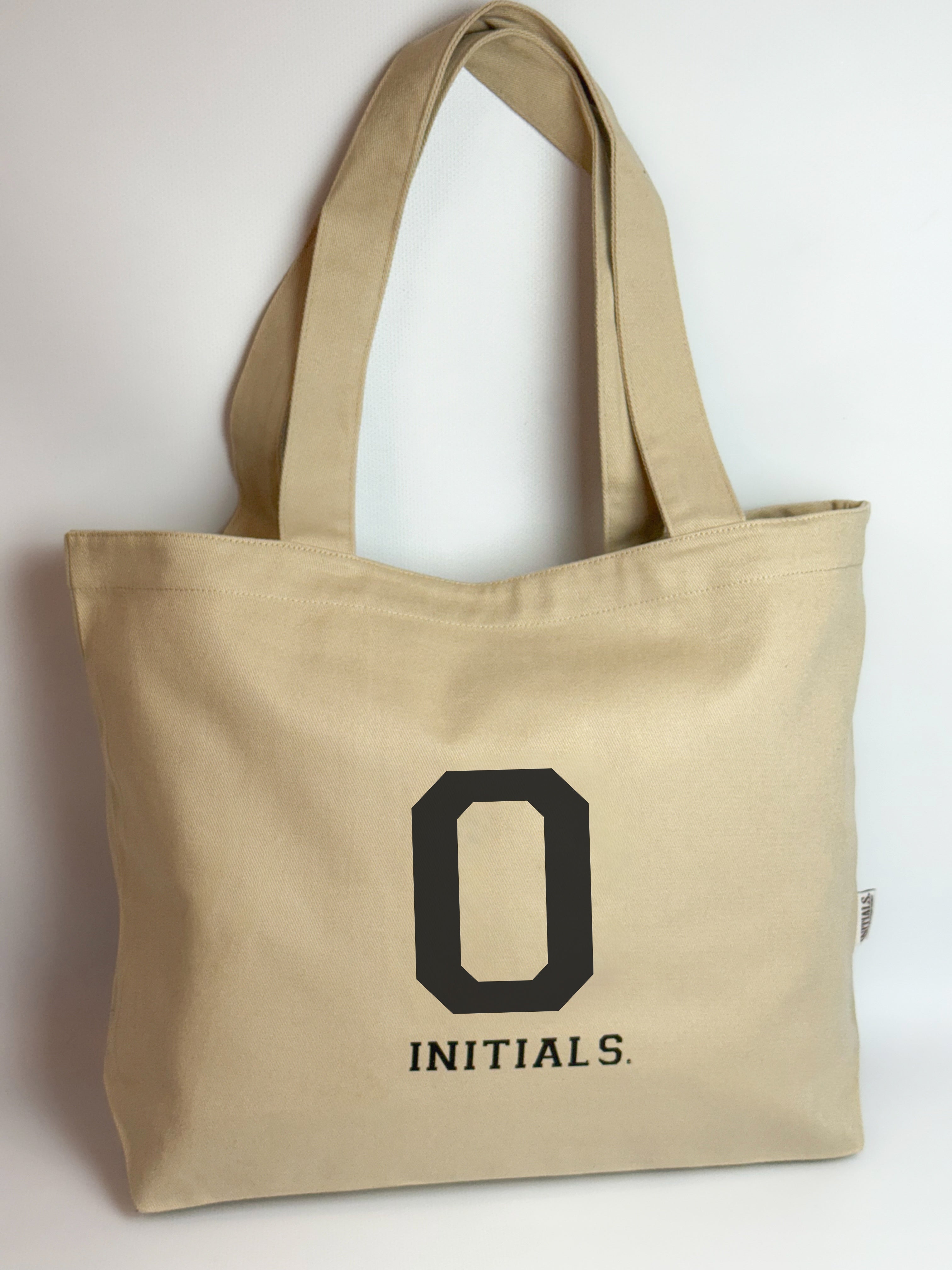 Initials Beige Tote Bag
