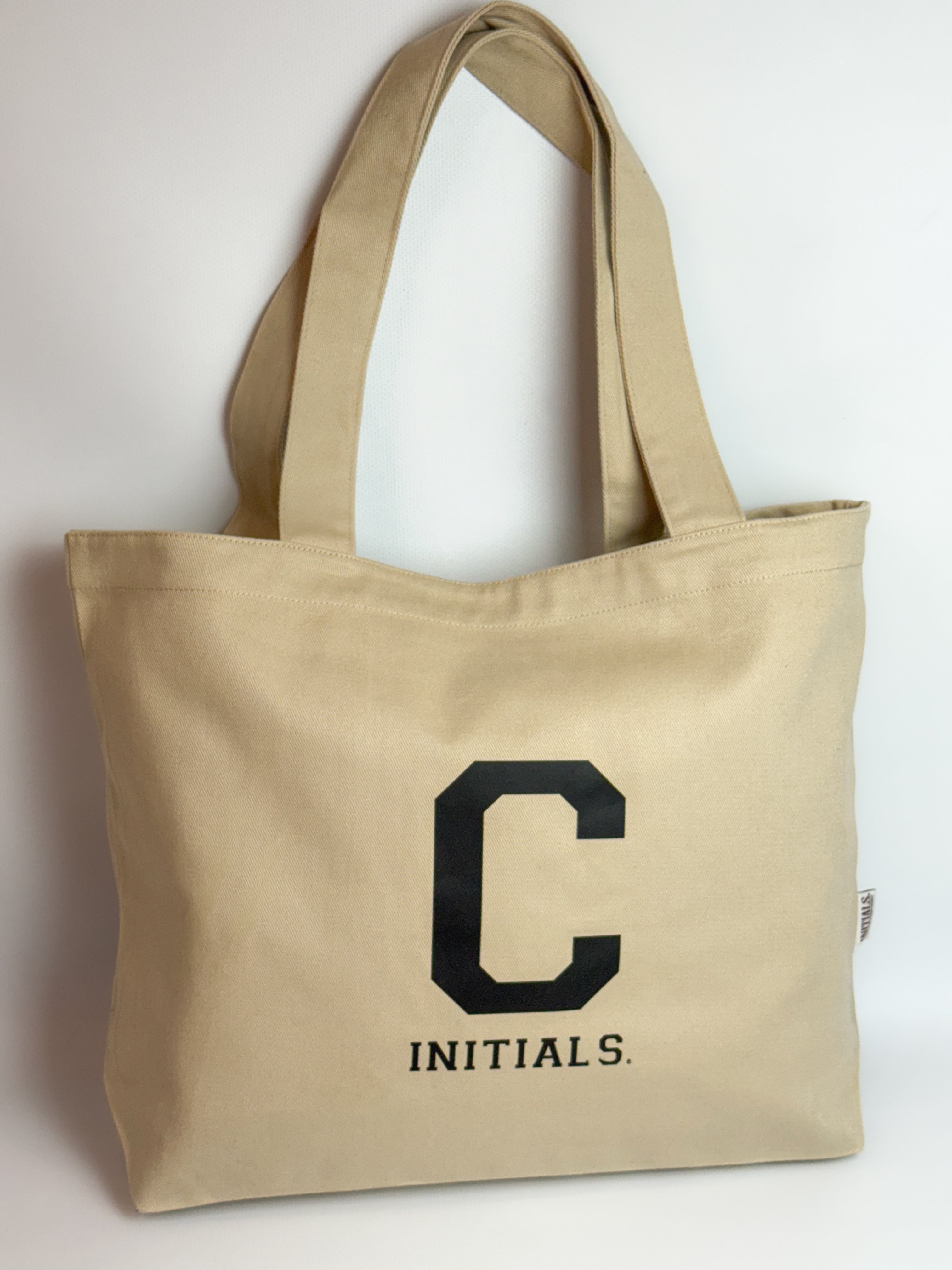 Initials Beige Tote Bag