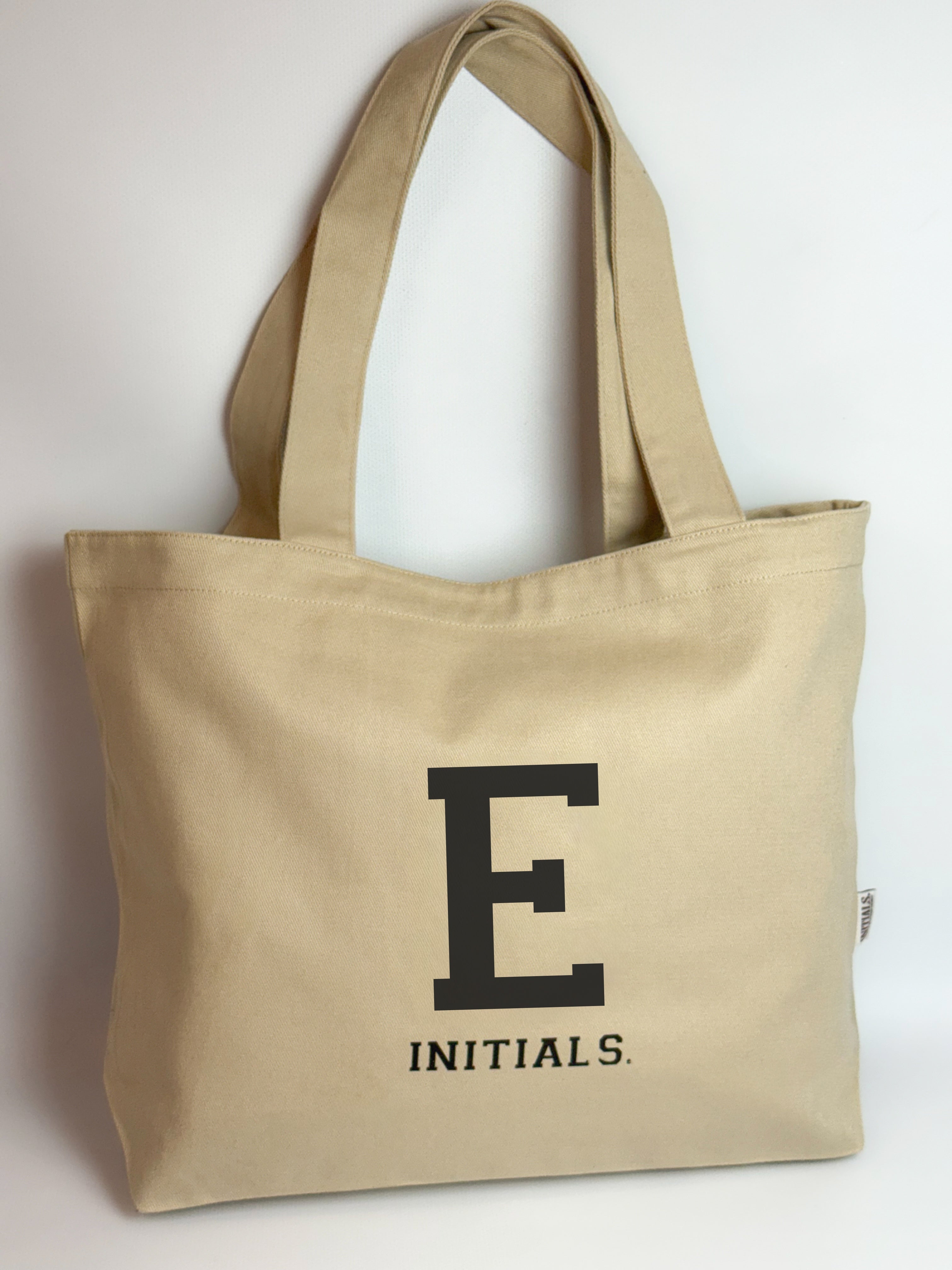 Initials Beige Tote Bag
