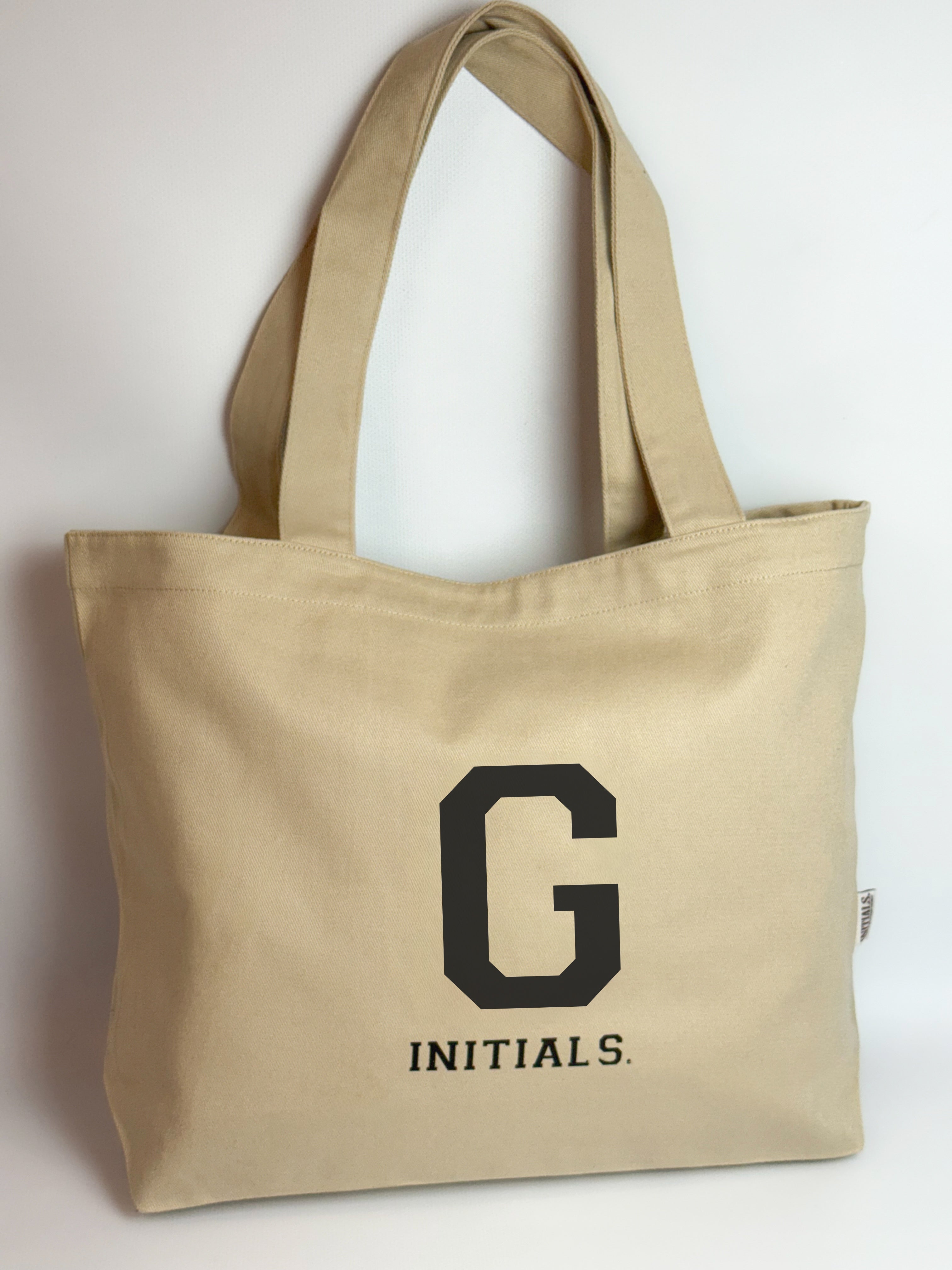 Initials Beige Tote Bag