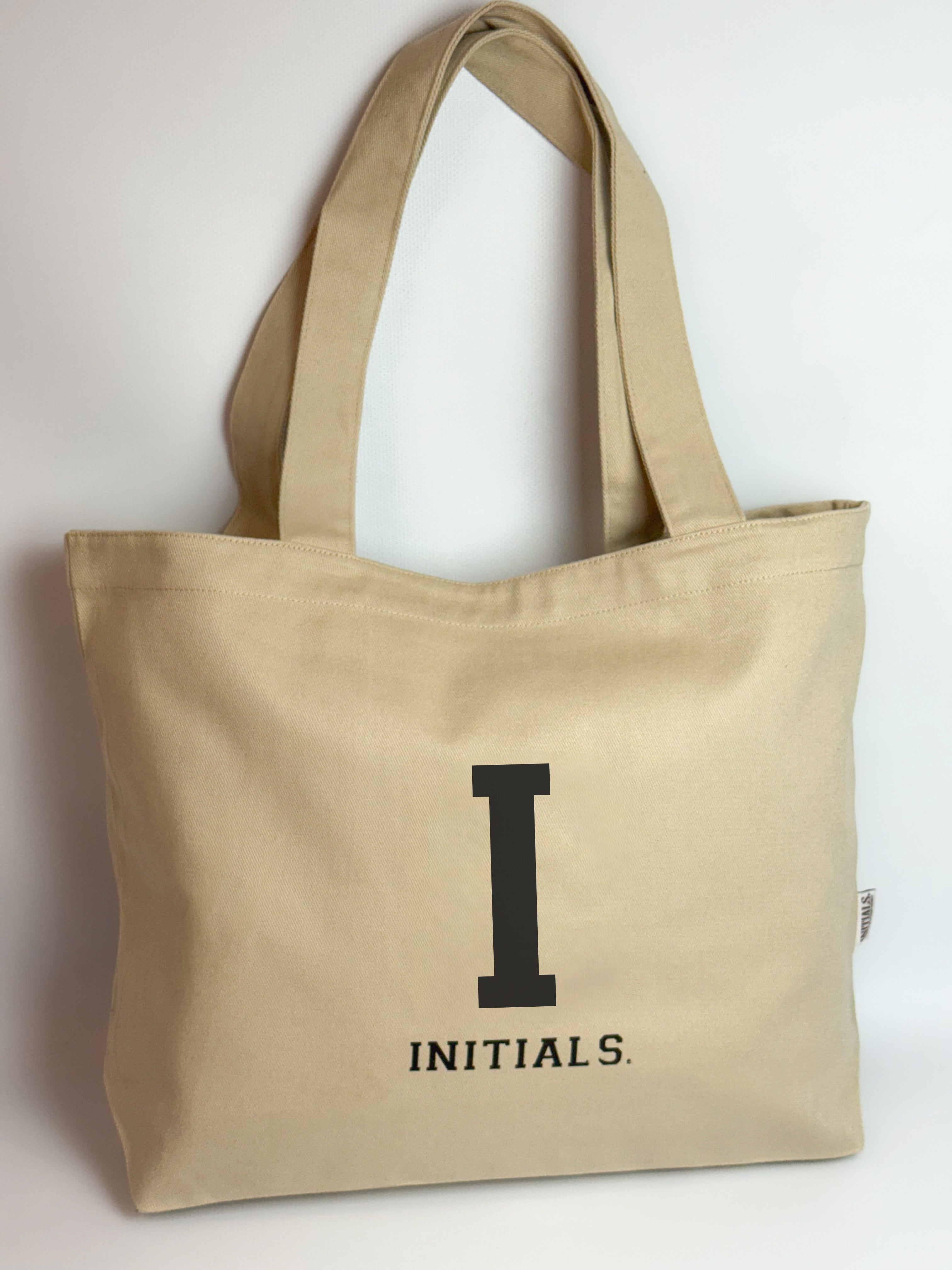 Initials Beige Tote Bag
