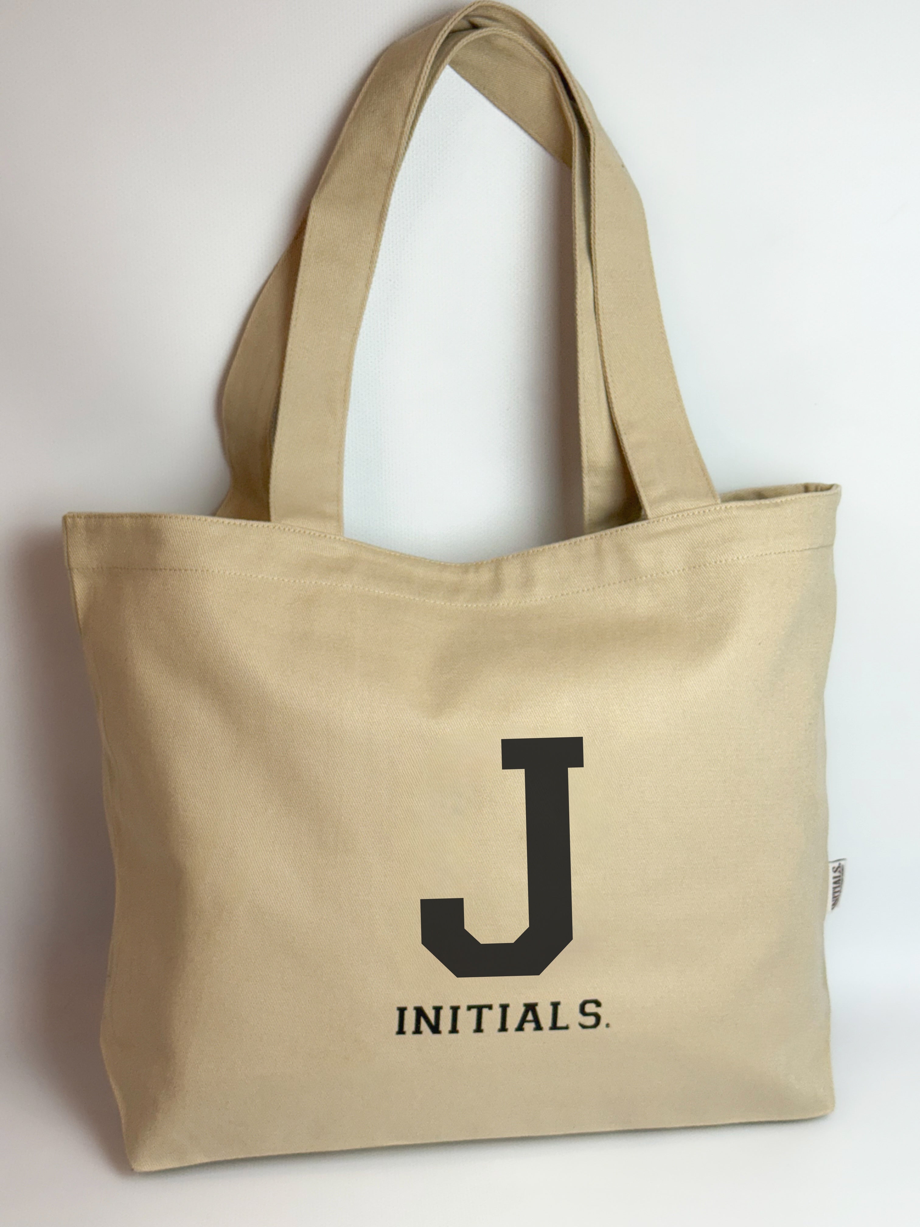 Initials Beige Tote Bag