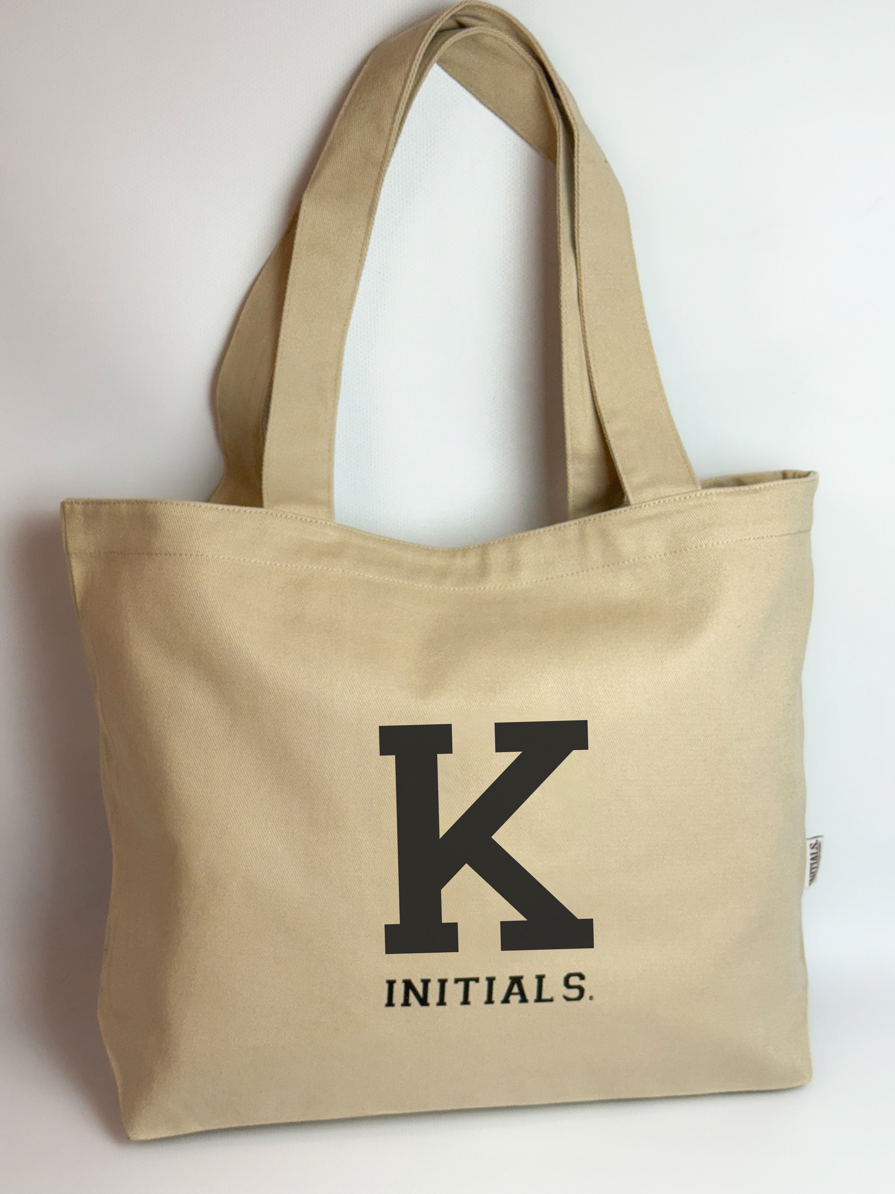Initials Beige Tote Bag