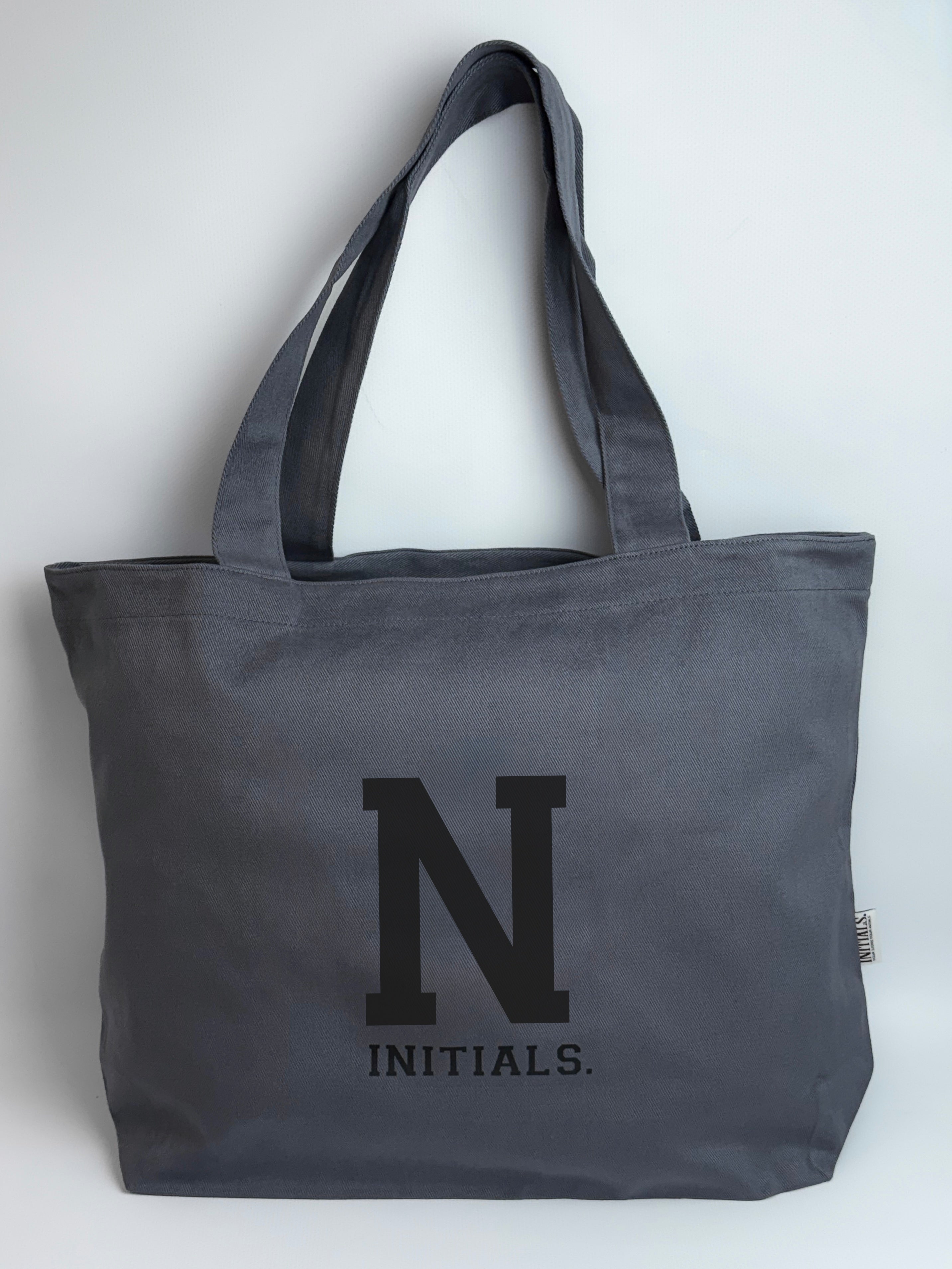 Initials Graphite Tote Bag