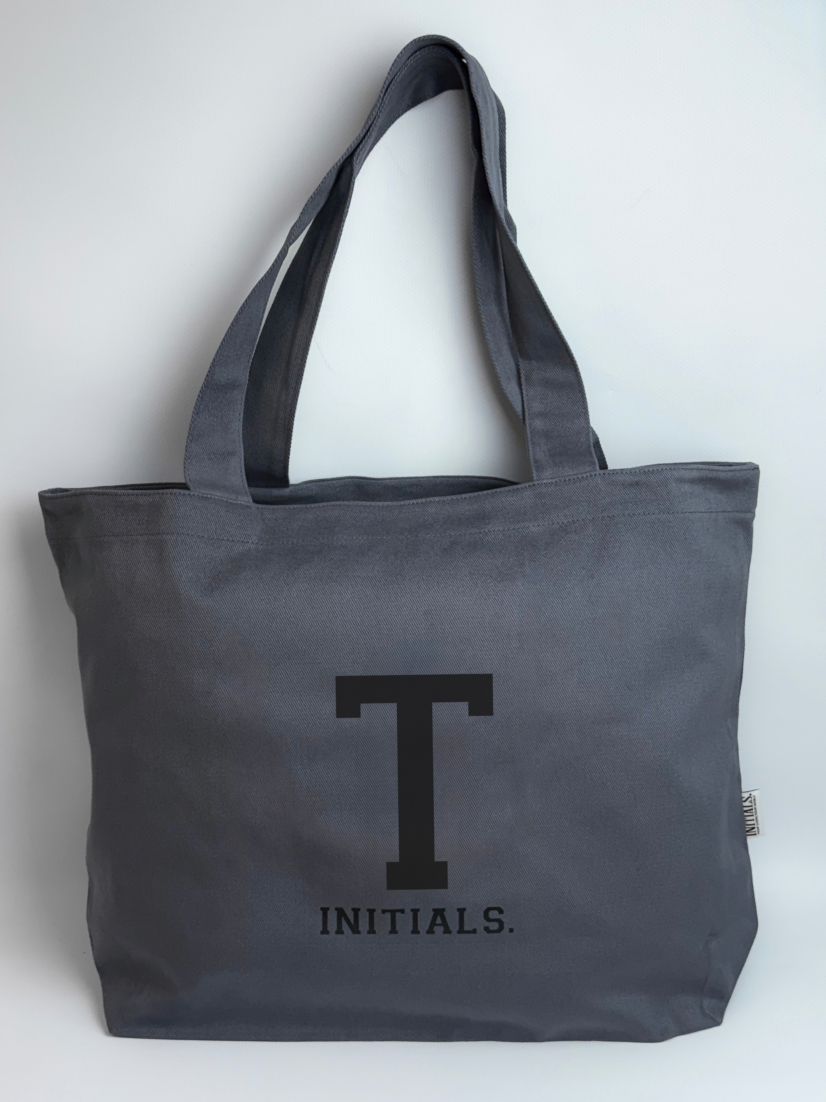 Initials Graphite Tote Bag