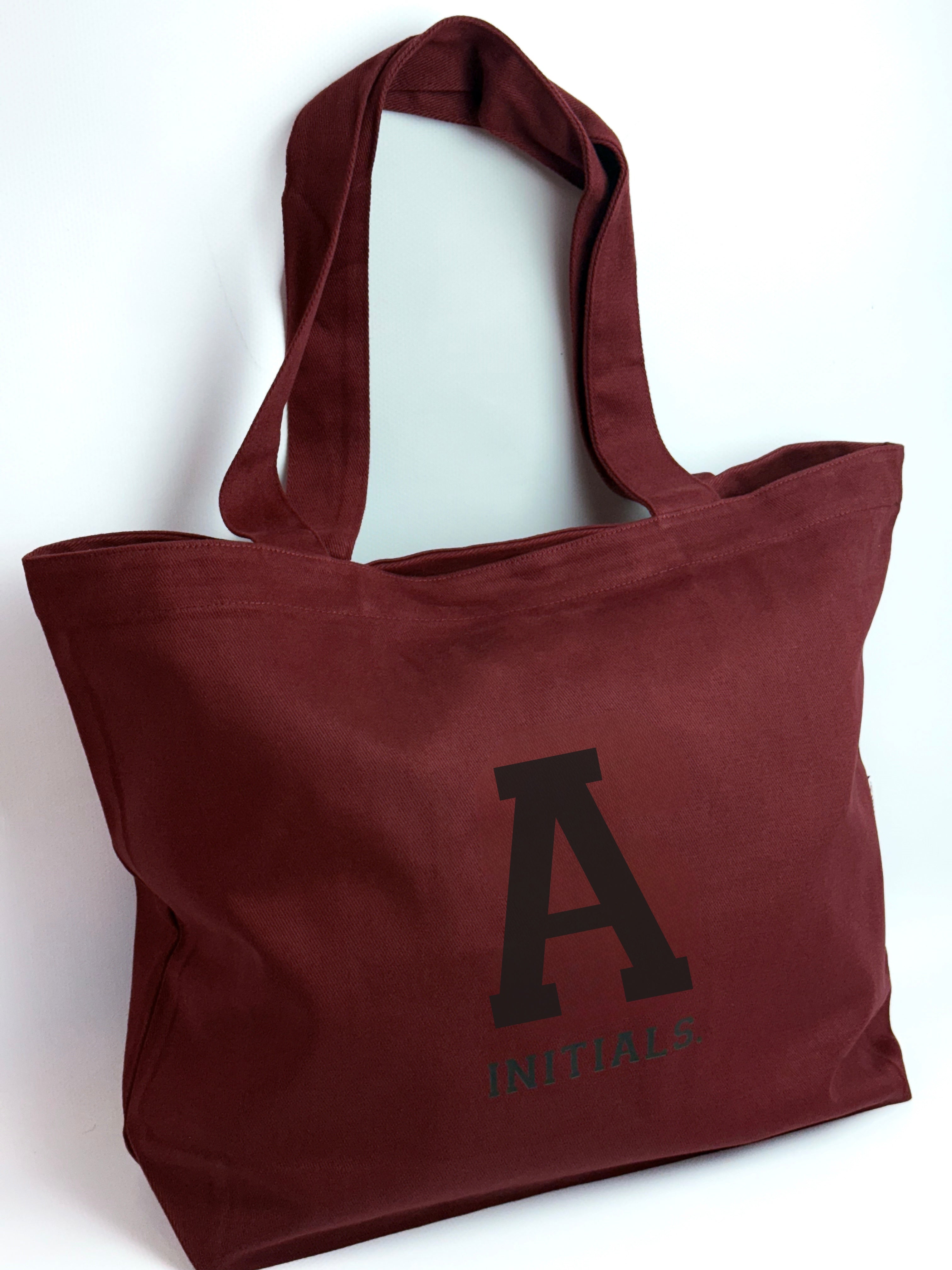 Initials Bordeaux Tote Bag