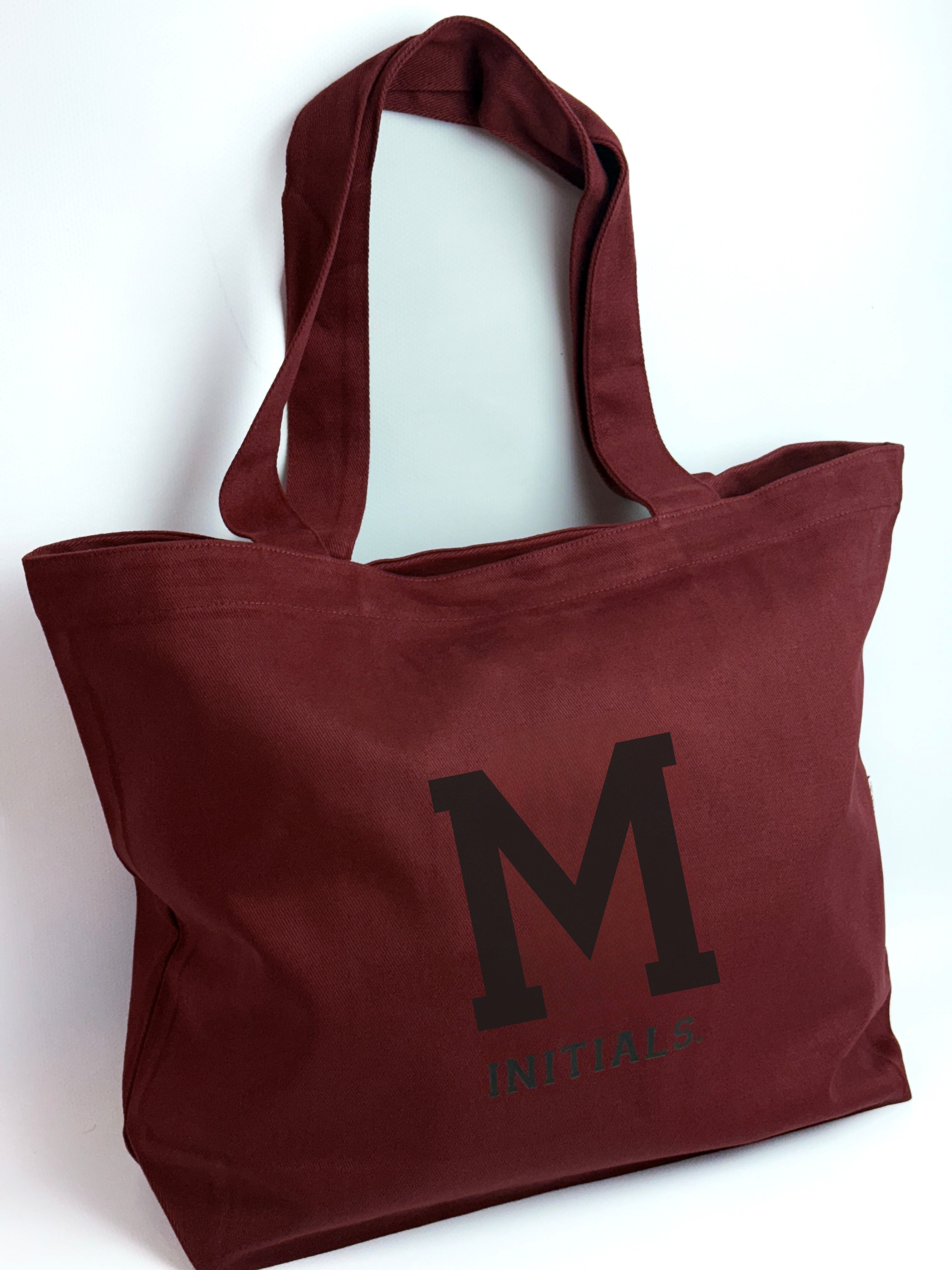 Initials Bordeaux Tote Bag