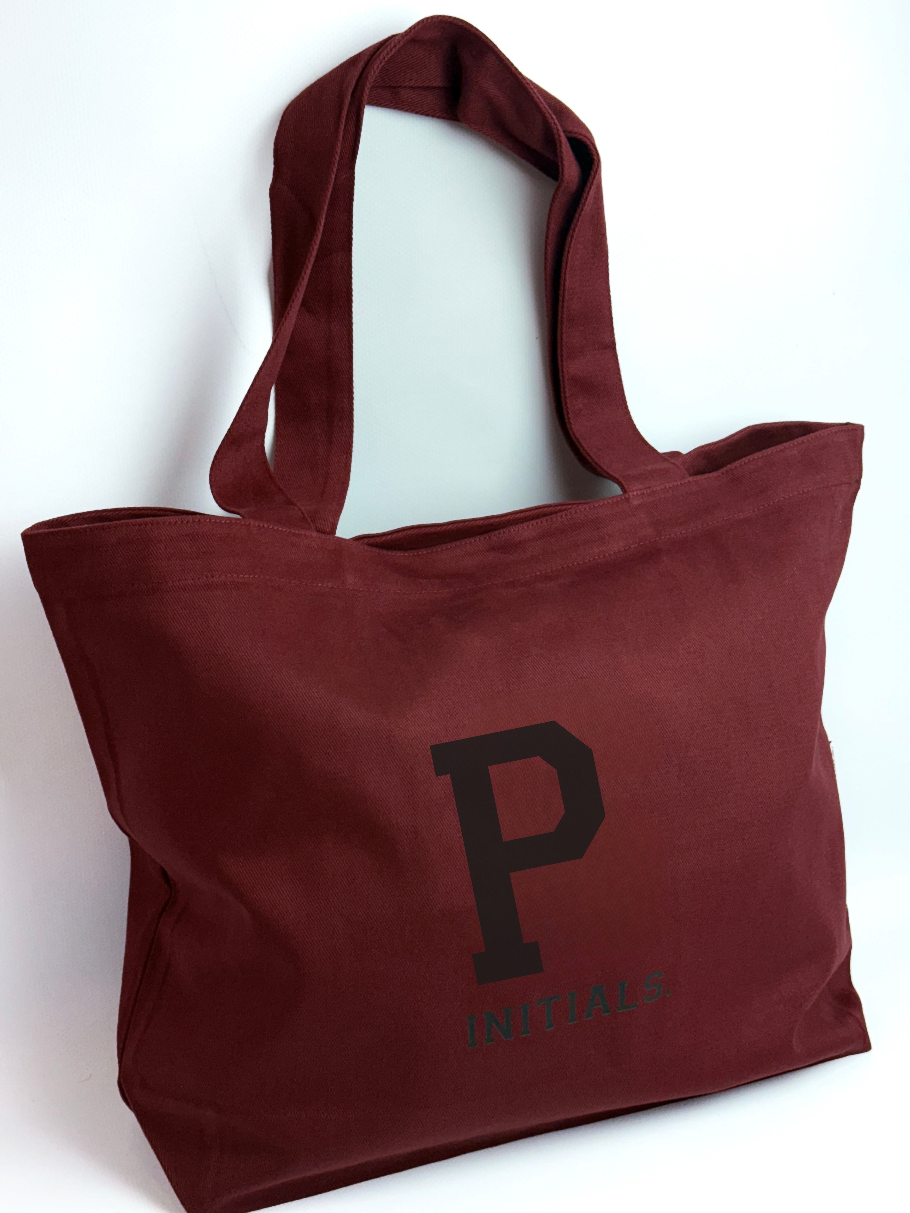 Initials Bordeaux Tote Bag