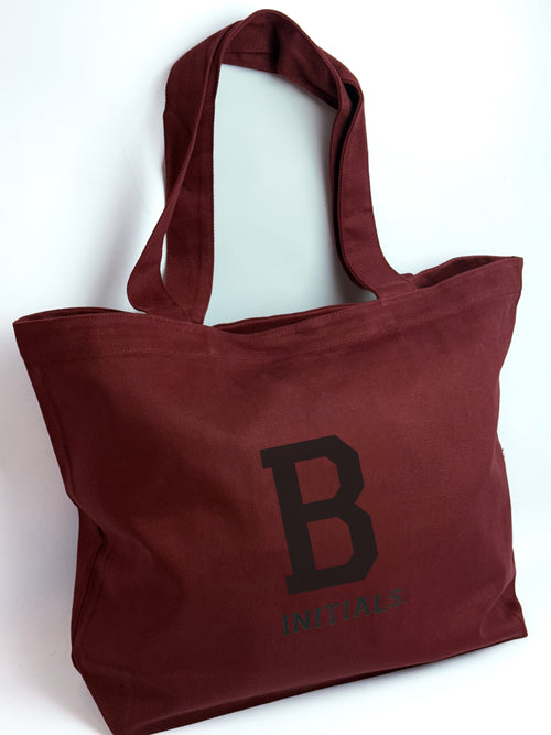 Initials Bordeaux Tote Bag