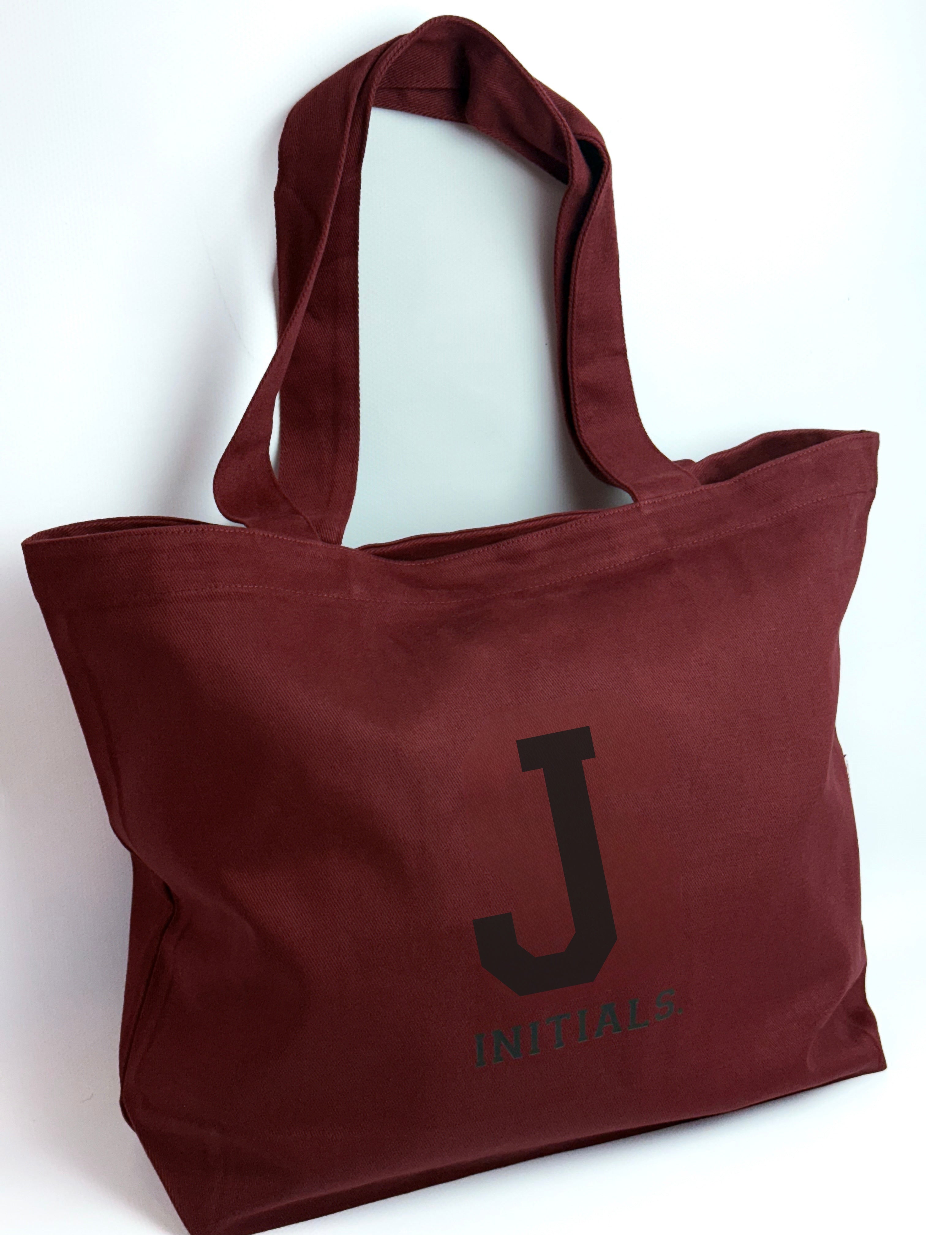Initials Bordeaux Tote Bag